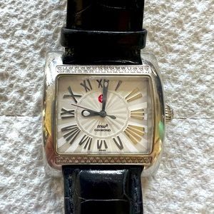 MICHELLE WATCH PAVE DIAMOND FACE ALLIGATOR STRAP